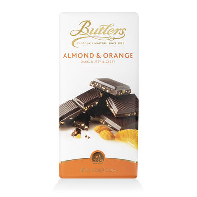 Butlers Dark  Nutty and Zesty Dark Almond and Orange Chocolate Bar  100G